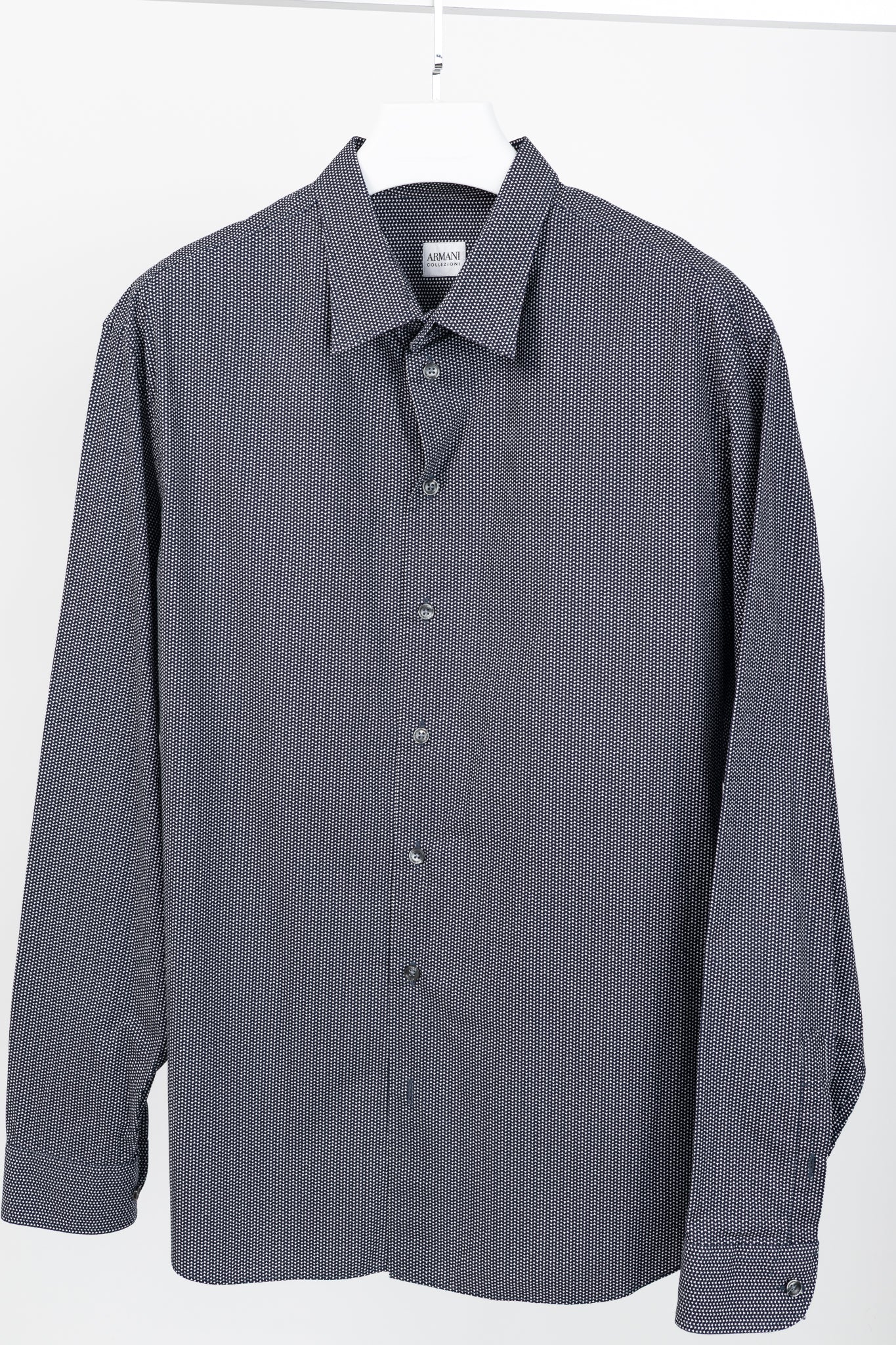 Armani Collezioni Navy Triangle-Print Cotton Button-Up Shirt