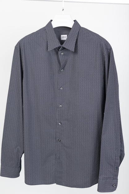 Armani Collezioni Navy Triangle-Print Cotton Button-Up Shirt