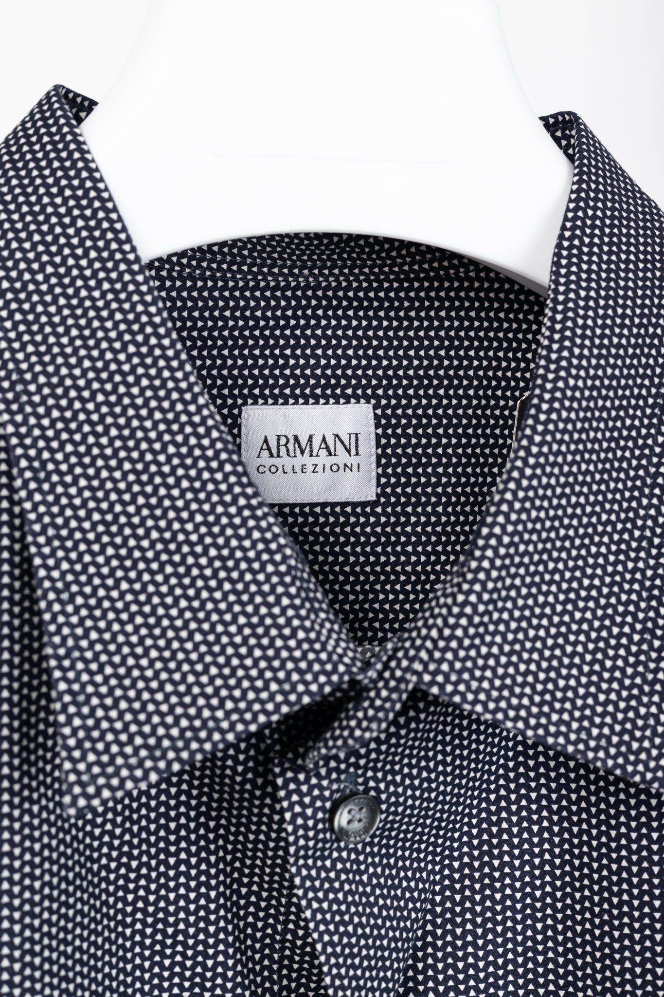 Armani Collezioni Navy Triangle-Print Cotton Button-Up Shirt