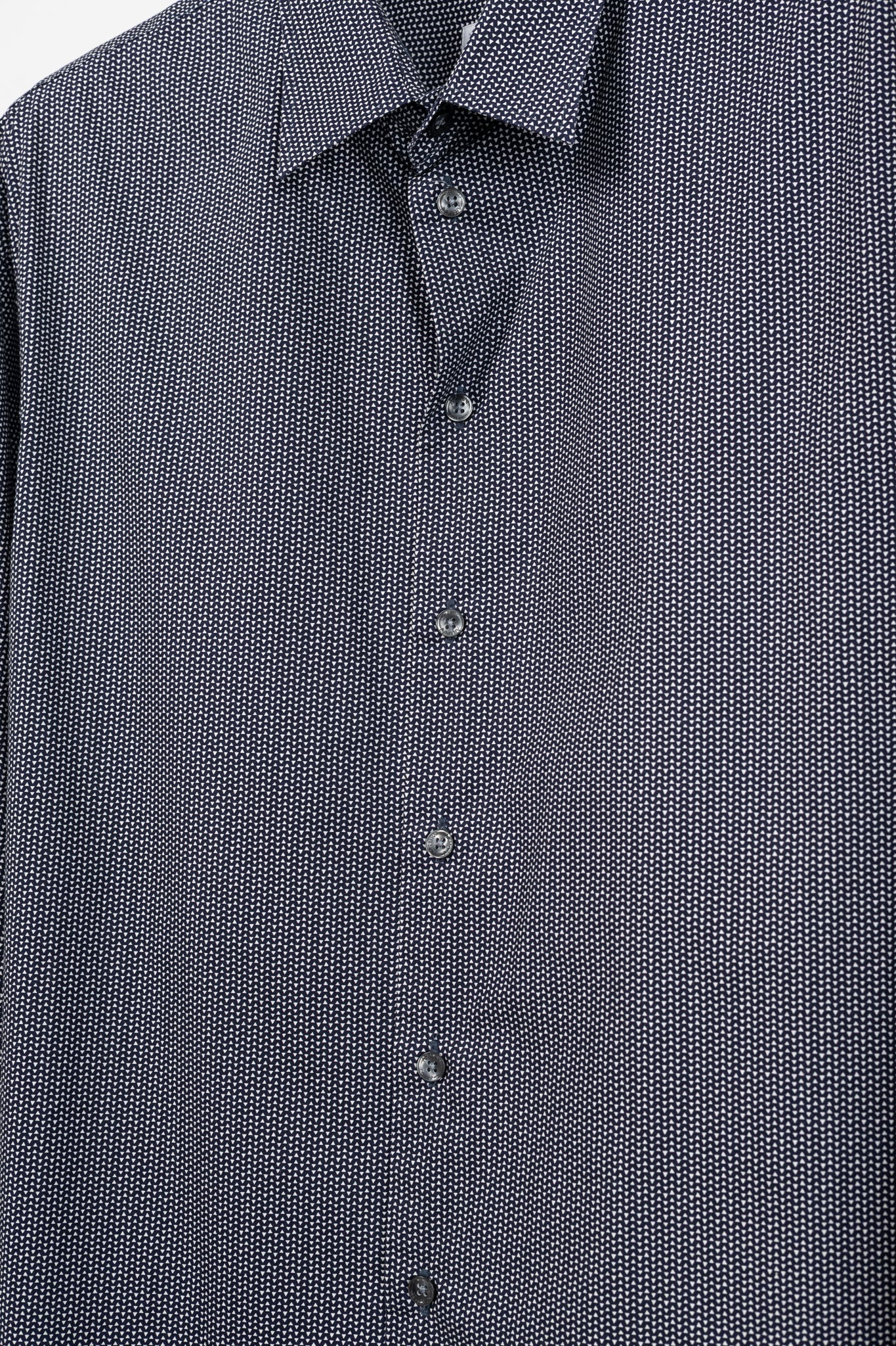 Armani Collezioni Navy Triangle-Print Cotton Button-Up Shirt