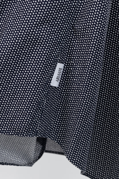 Armani Collezioni Navy Triangle-Print Cotton Button-Up Shirt