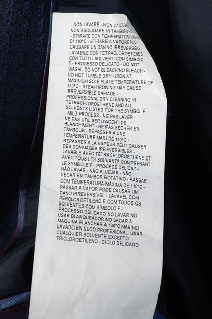 Armani Collezioni G-Line Navy Wool Grid-Jacquard Blazer