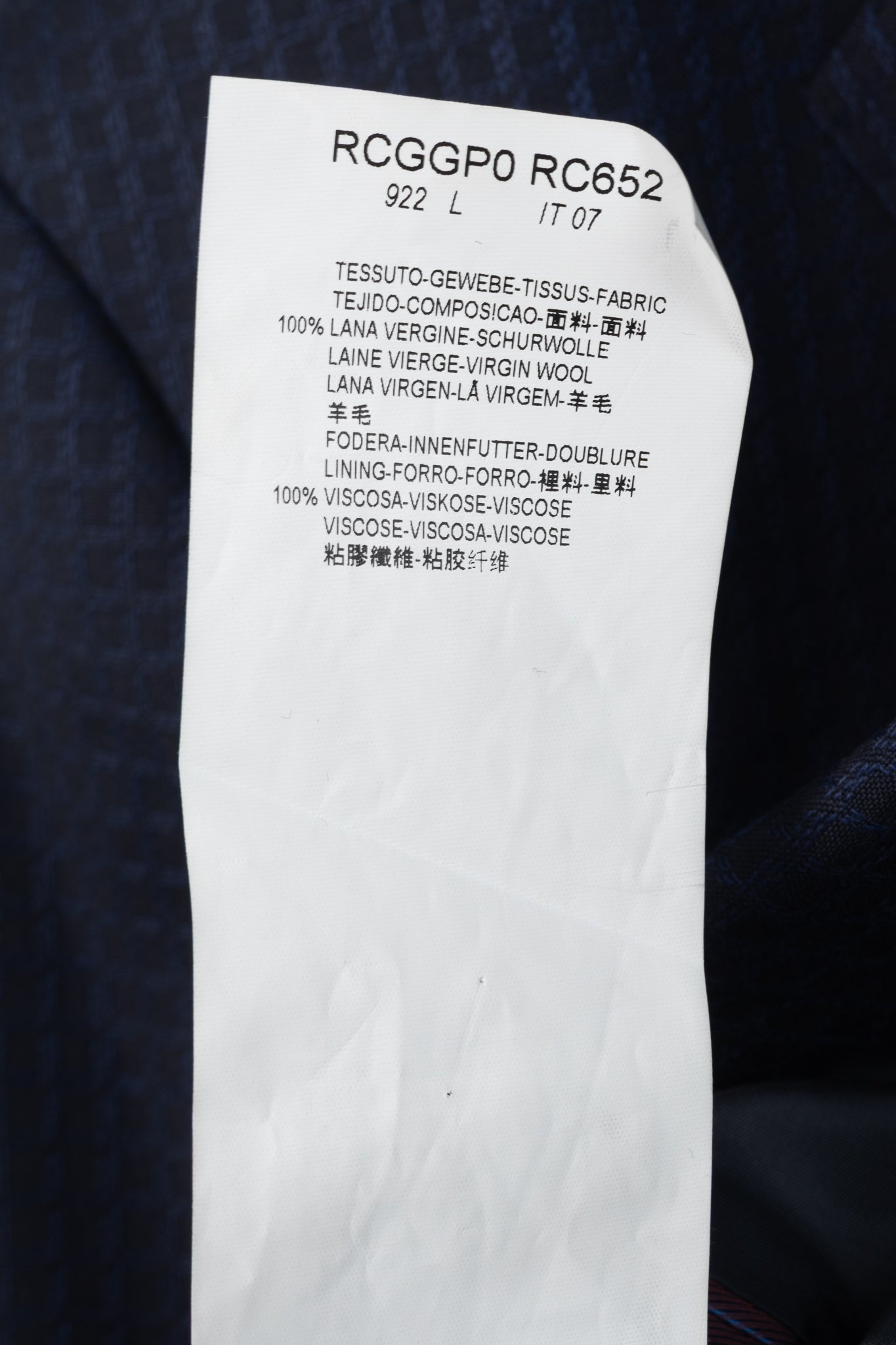 Armani Collezioni G-Line Navy Wool Grid-Jacquard Blazer
