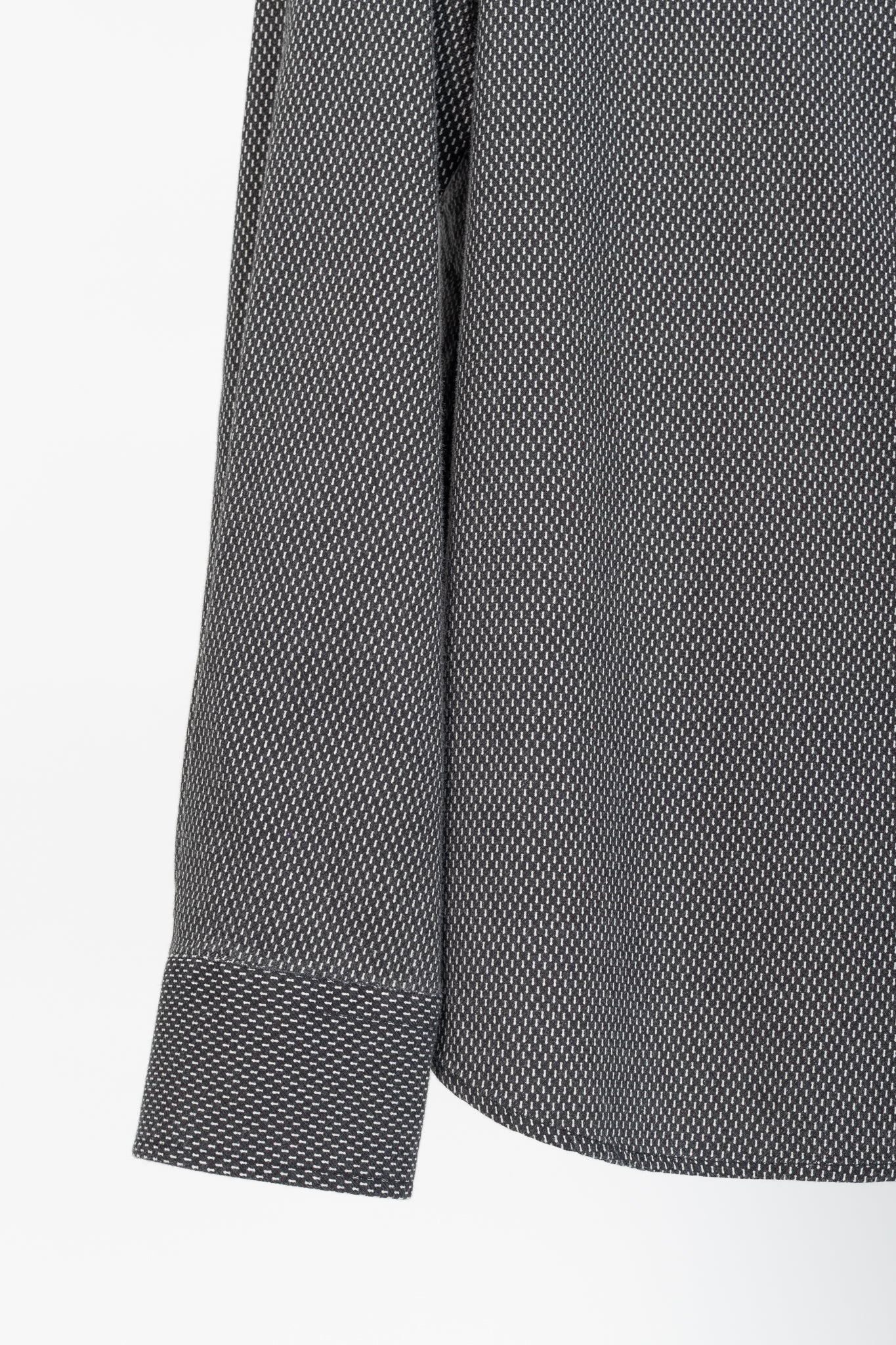 Armani Collezioni Black & White Cotton-Blend Patterned Buttoned Shirt