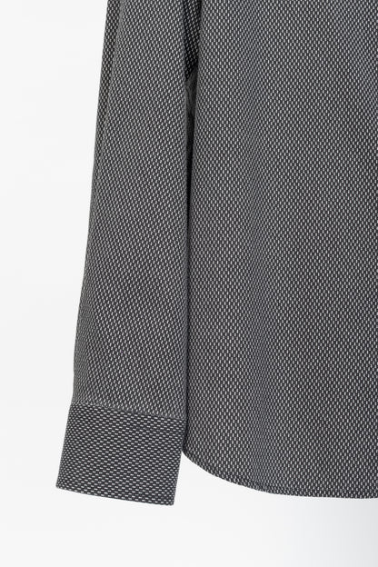 Armani Collezioni Black & White Cotton-Blend Patterned Buttoned Shirt