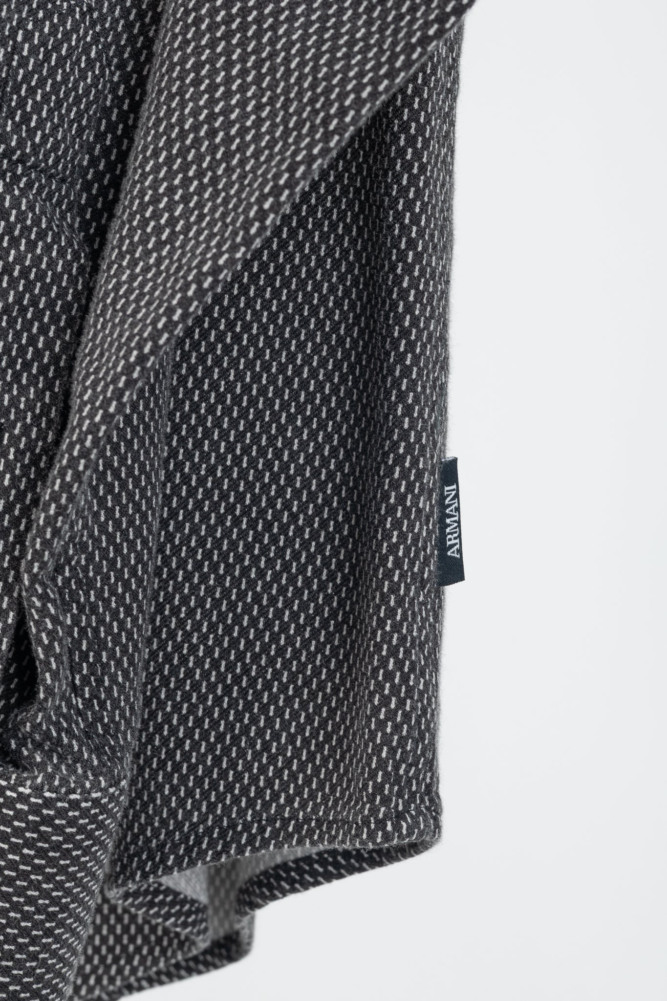 Armani Collezioni Black & White Cotton-Blend Patterned Buttoned Shirt
