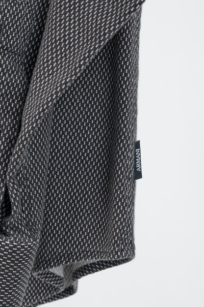 Armani Collezioni Black & White Cotton-Blend Patterned Buttoned Shirt
