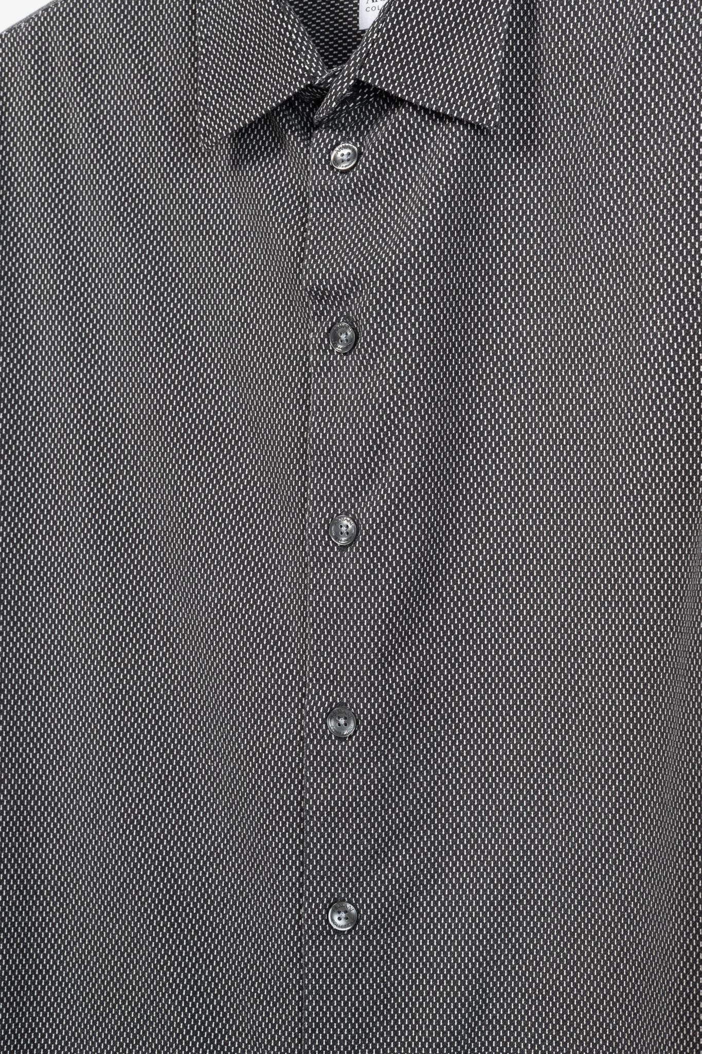 Armani Collezioni Black & White Cotton-Blend Patterned Buttoned Shirt