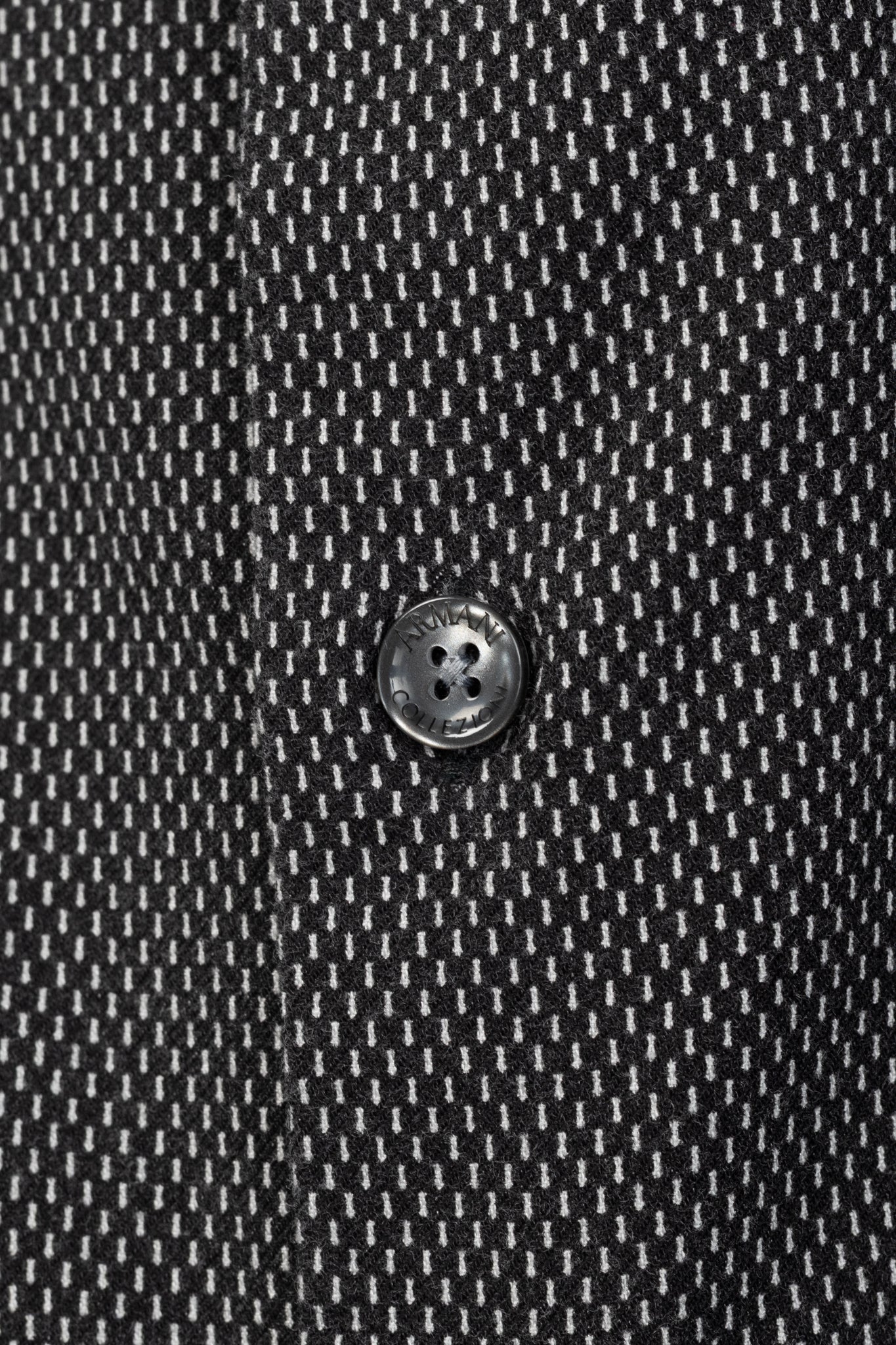 Armani Collezioni Black & White Cotton-Blend Patterned Buttoned Shirt