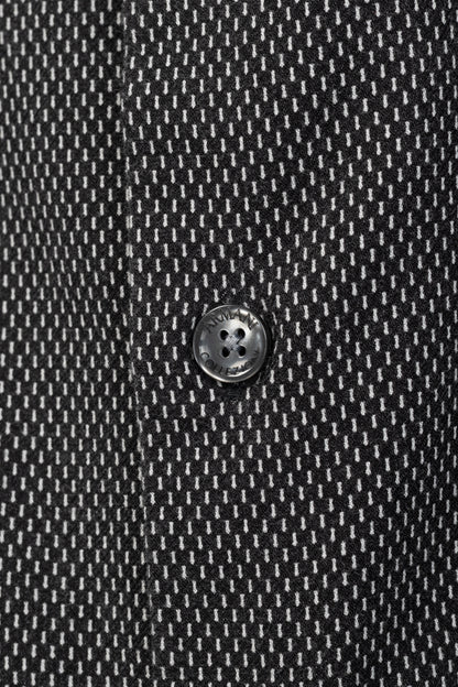 Armani Collezioni Black & White Cotton-Blend Patterned Buttoned Shirt