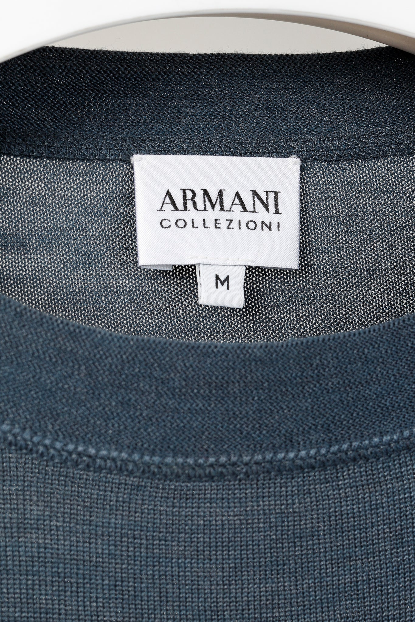 Armani Collezioni Blue Silk-Blend Pieced Long Sleeve T-Shirt
