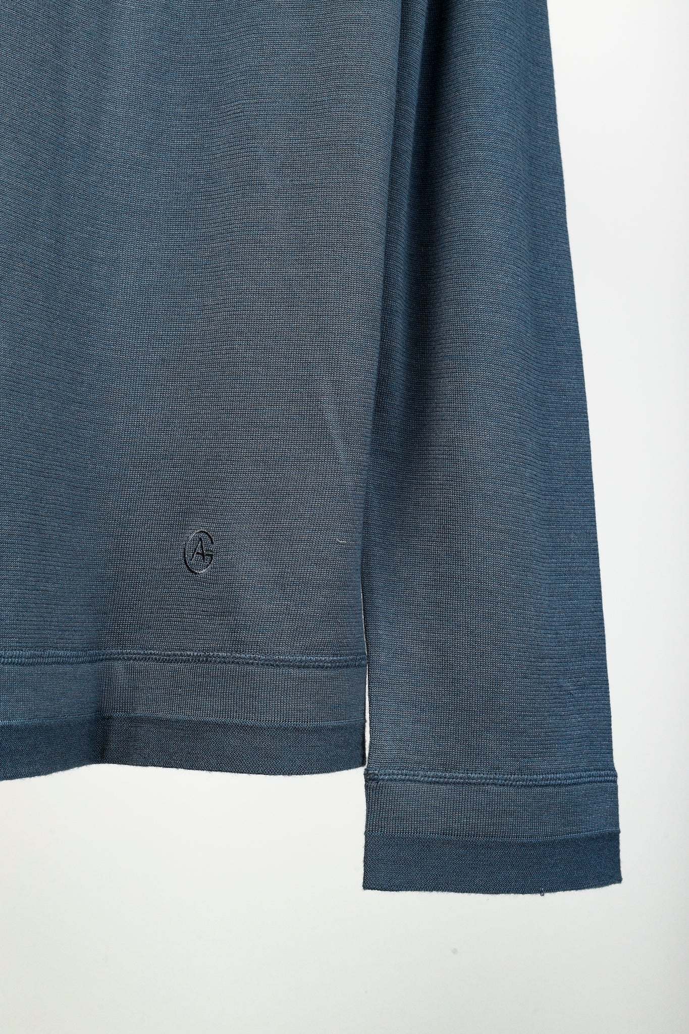 Armani Collezioni Blue Silk-Blend Pieced Long Sleeve T-Shirt