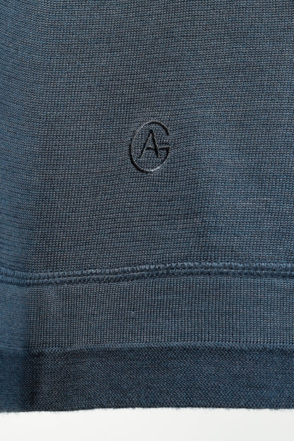 Armani Collezioni Blue Silk-Blend Pieced Long Sleeve T-Shirt