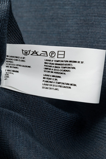 Armani Collezioni Blue Silk-Blend Pieced Long Sleeve T-Shirt