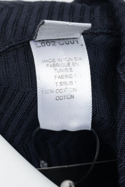 Armani Collezioni Navy Herringbone-Texture Cotton Buttoned Shirt
