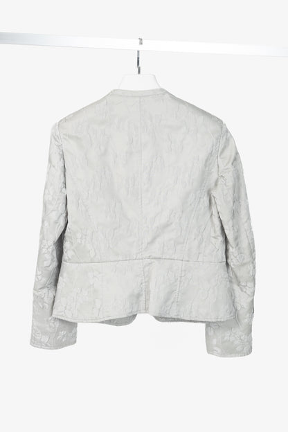 Armani Collezioni Silver Floral-Jacquard Peplum Jacket