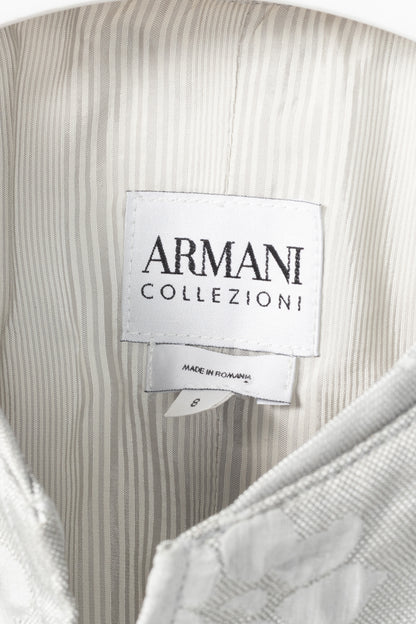 Armani Collezioni Silver Floral-Jacquard Peplum Jacket
