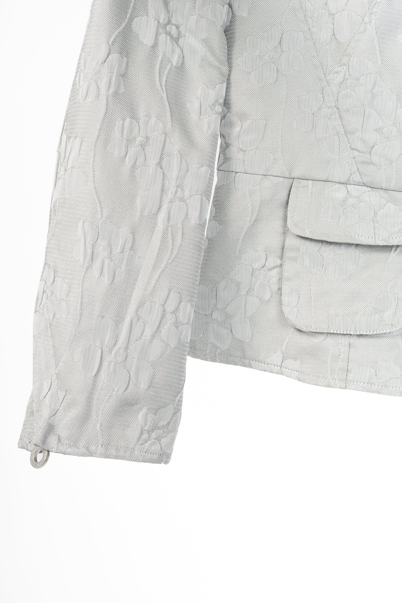 Armani Collezioni Silver Floral-Jacquard Peplum Jacket