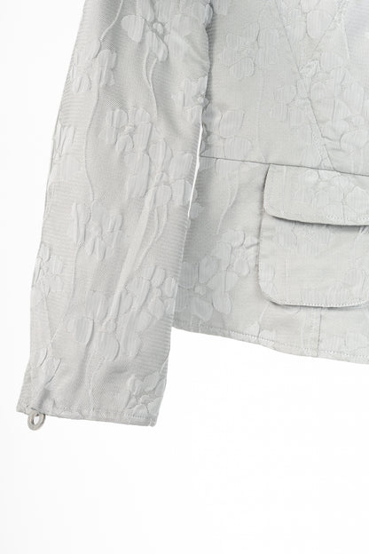 Armani Collezioni Silver Floral-Jacquard Peplum Jacket