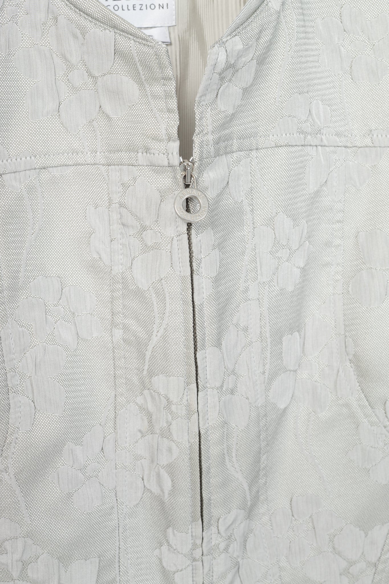 Armani Collezioni Silver Floral-Jacquard Peplum Jacket