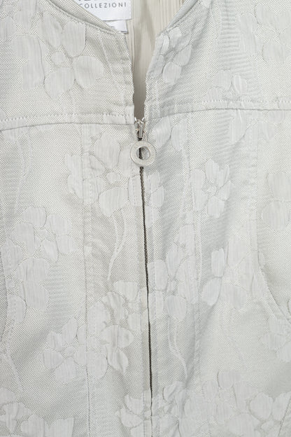 Armani Collezioni Silver Floral-Jacquard Peplum Jacket
