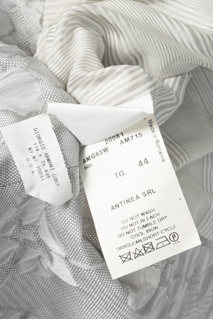 Armani Collezioni Silver Floral-Jacquard Peplum Jacket