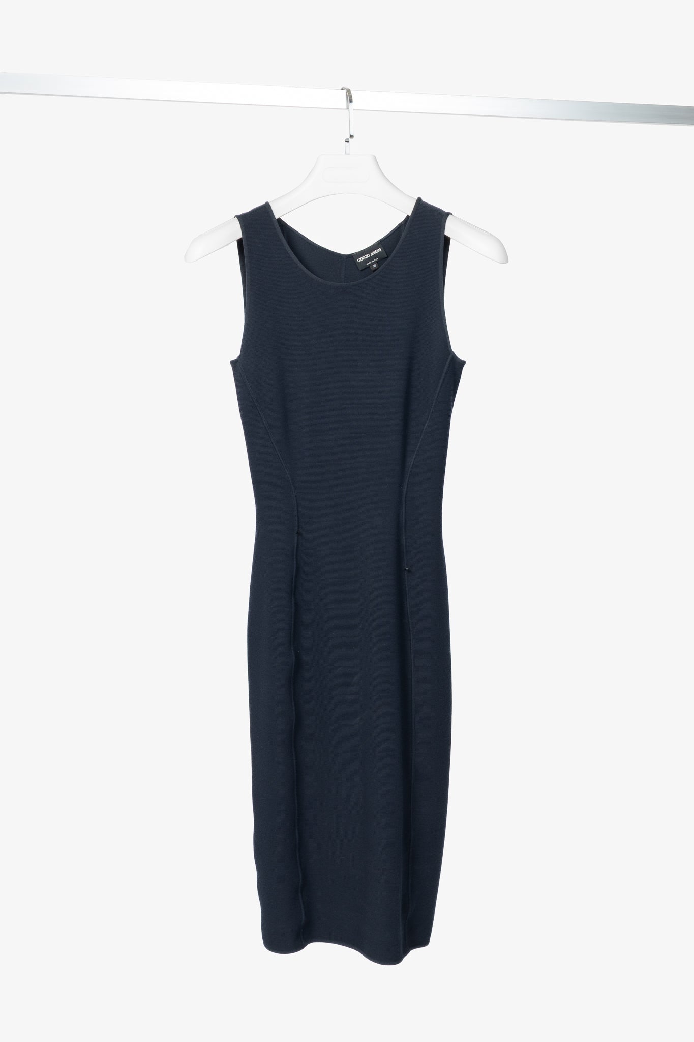 Giorgio Armani Navy Knit Sleeveless Bodycon Dress