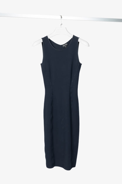 Giorgio Armani Navy Knit Sleeveless Bodycon Dress