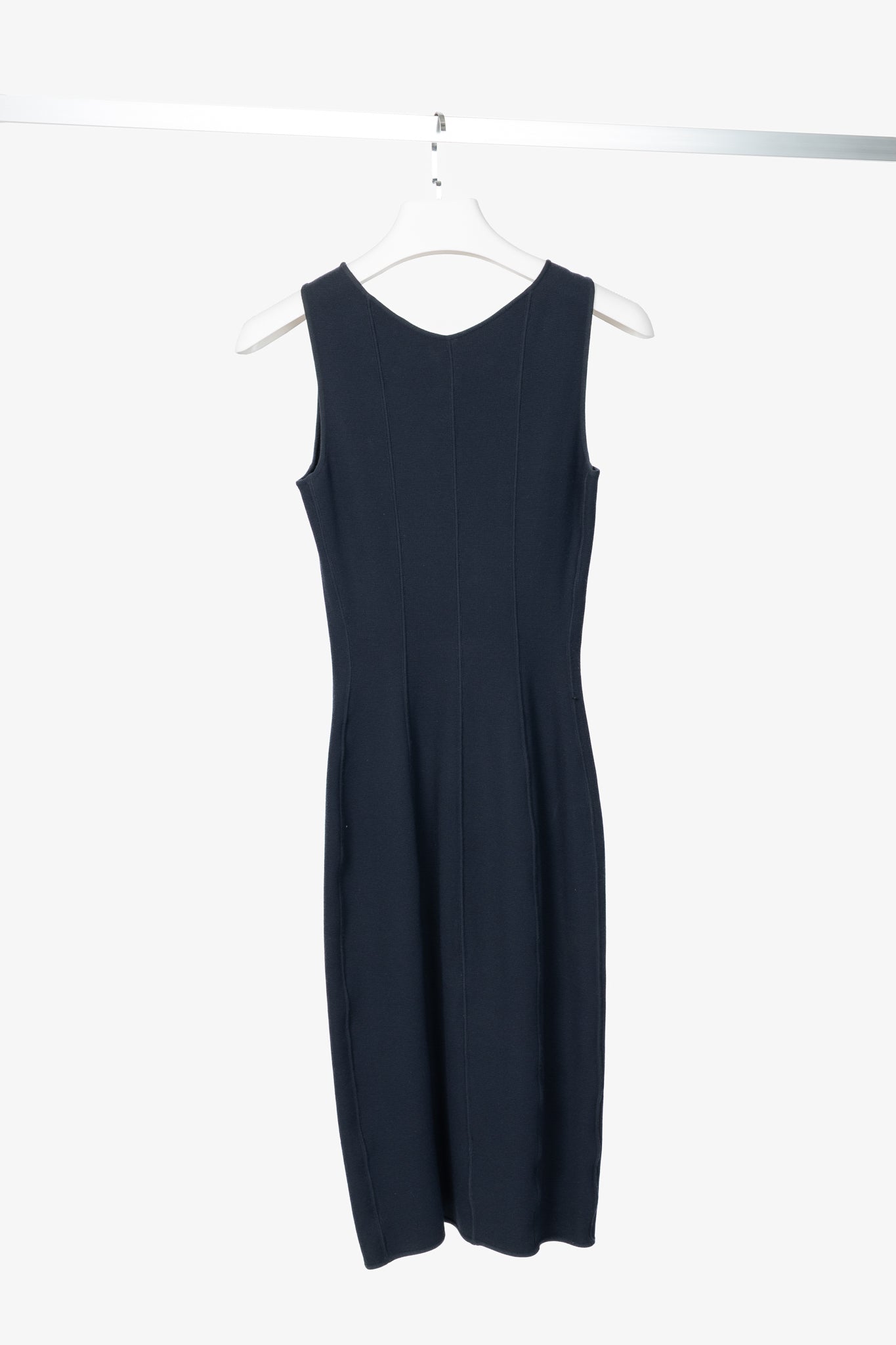 Giorgio Armani Navy Knit Sleeveless Bodycon Dress