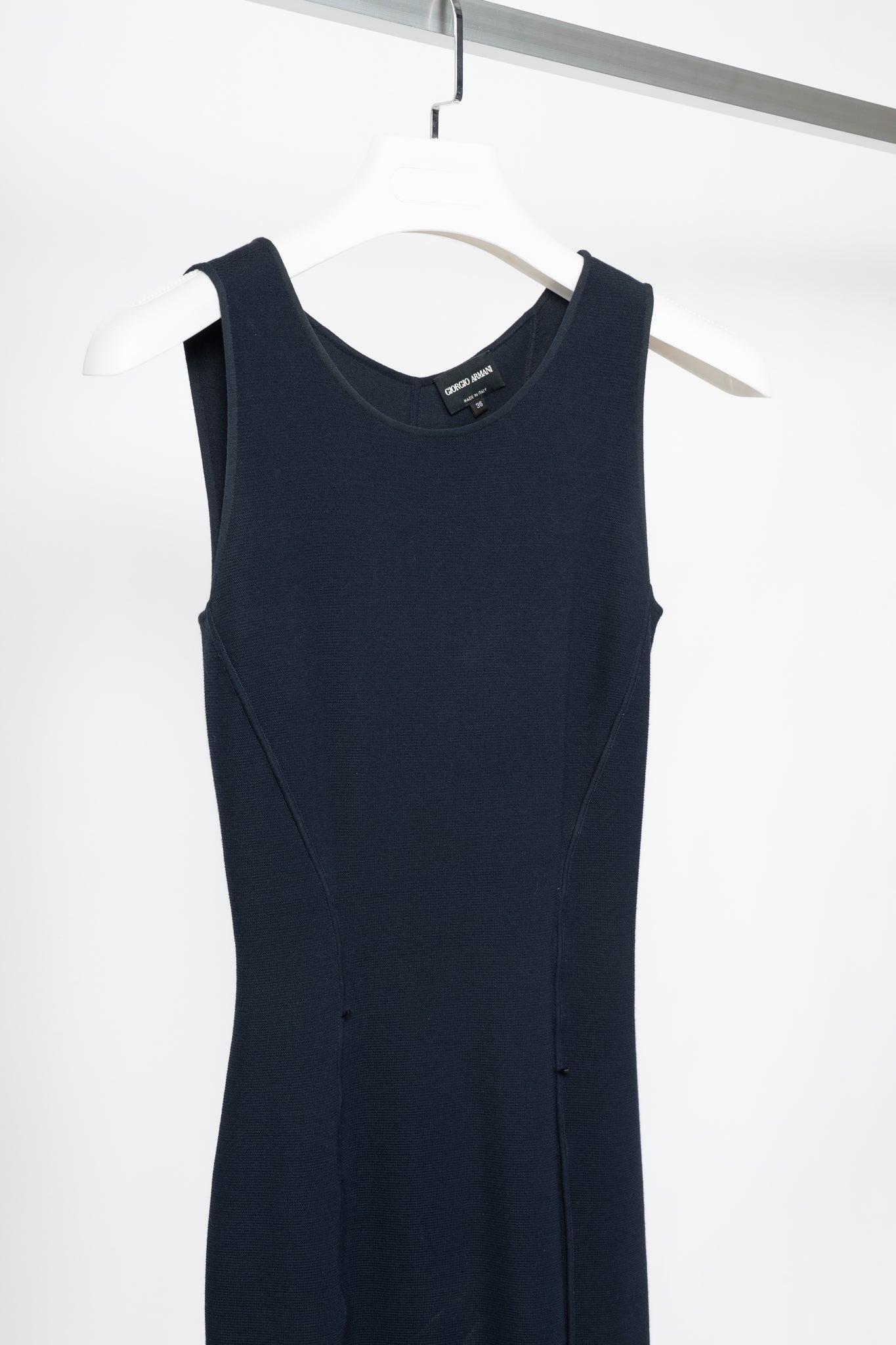 Giorgio Armani Navy Knit Sleeveless Bodycon Dress