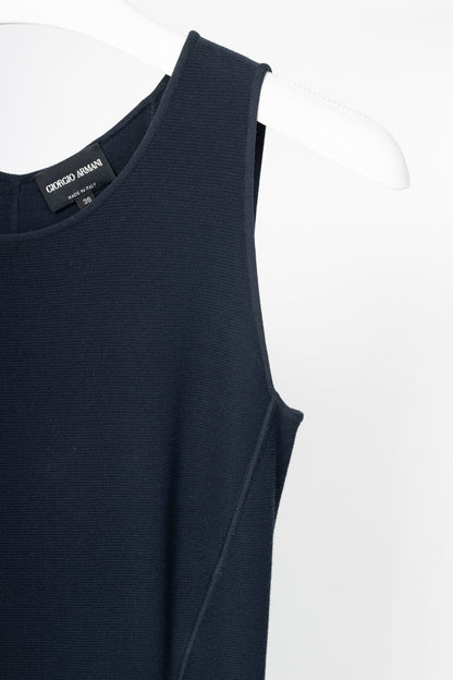 Giorgio Armani Navy Knit Sleeveless Bodycon Dress