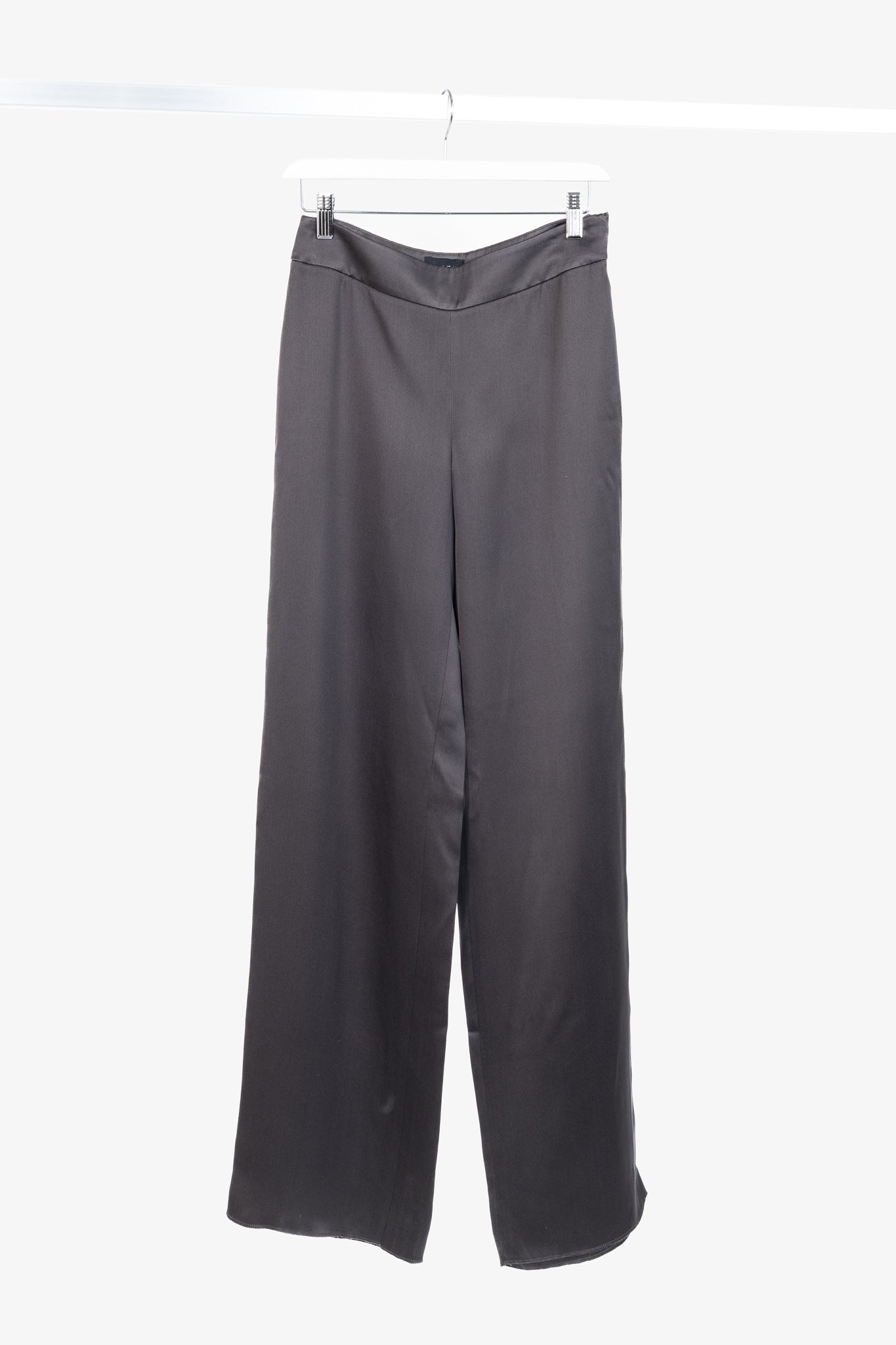 Giorgio Armani Grey Silk Satin Wide-Leg Trousers