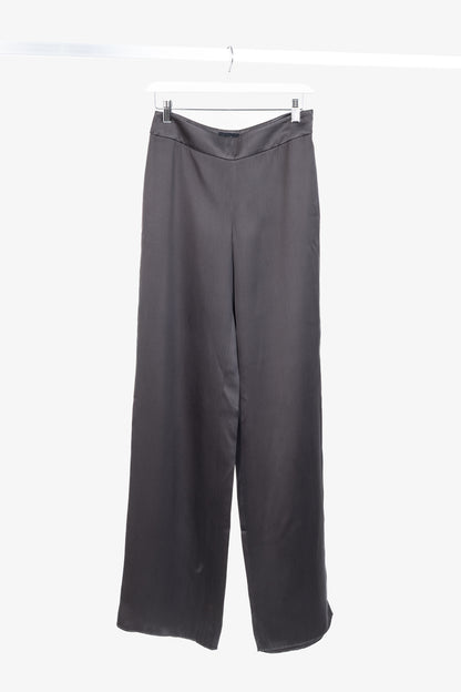 Giorgio Armani Grey Silk Satin Wide-Leg Trousers