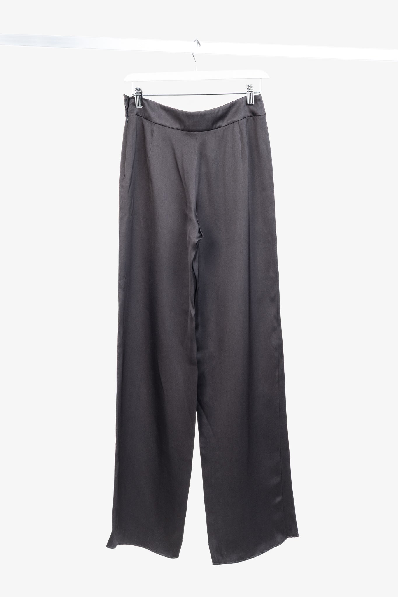 Giorgio Armani Grey Silk Satin Wide-Leg Trousers