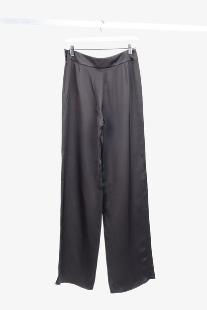 Giorgio Armani Grey Silk Satin Wide-Leg Trousers