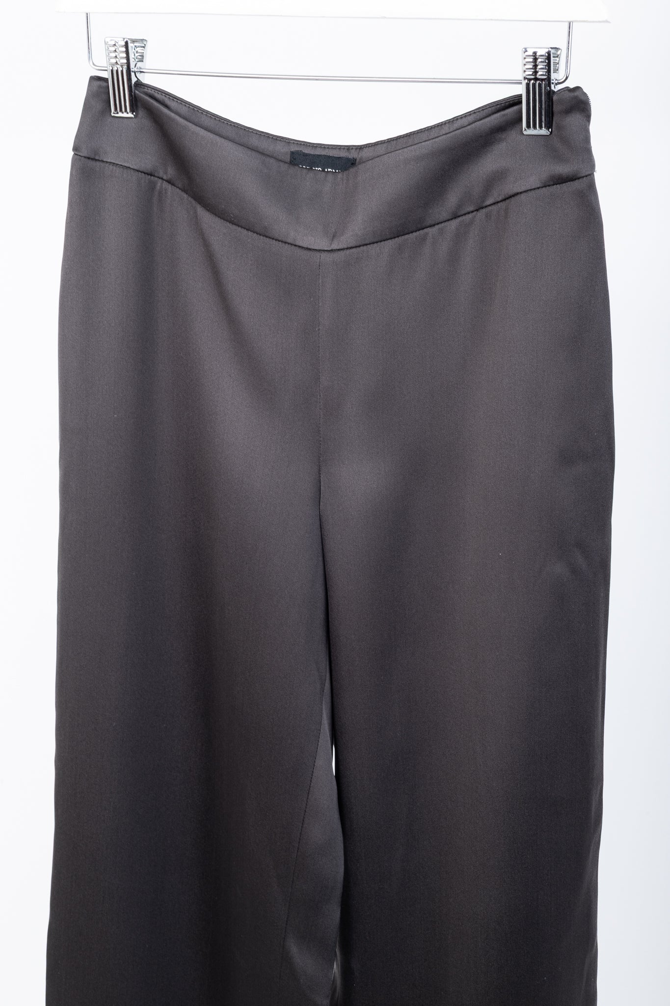 Giorgio Armani Grey Silk Satin Wide-Leg Trousers