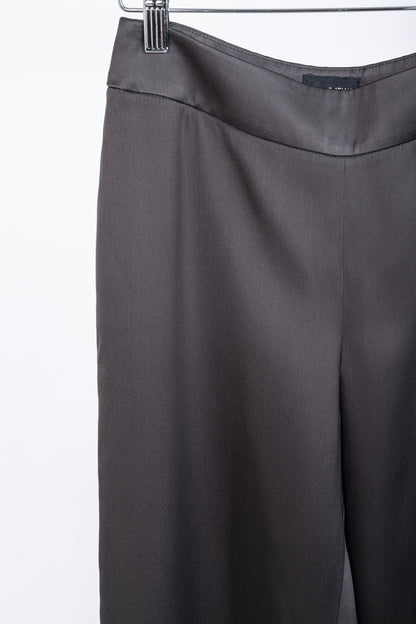 Giorgio Armani Grey Silk Satin Wide-Leg Trousers