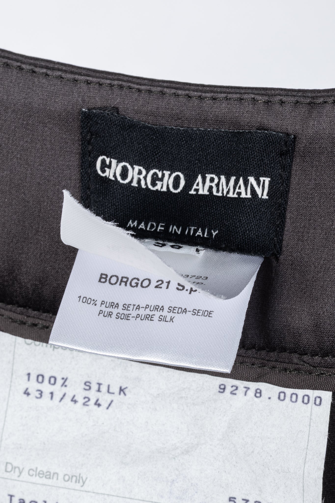 Giorgio Armani Grey Silk Satin Wide-Leg Trousers