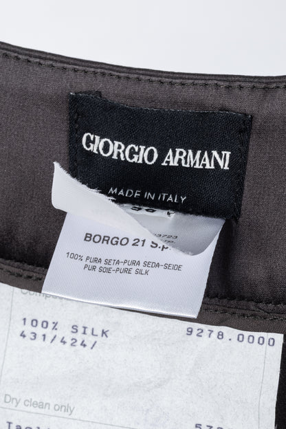 Giorgio Armani Grey Silk Satin Wide-Leg Trousers