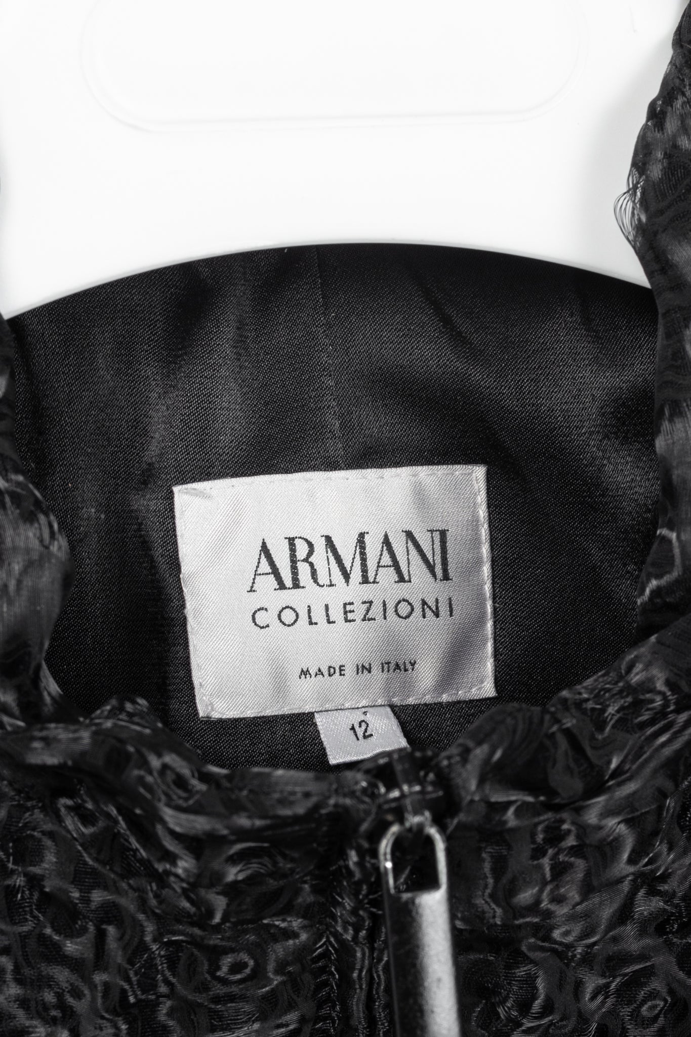 Armani Collezioni Black Puckered-Organza Belted Zip Jacket