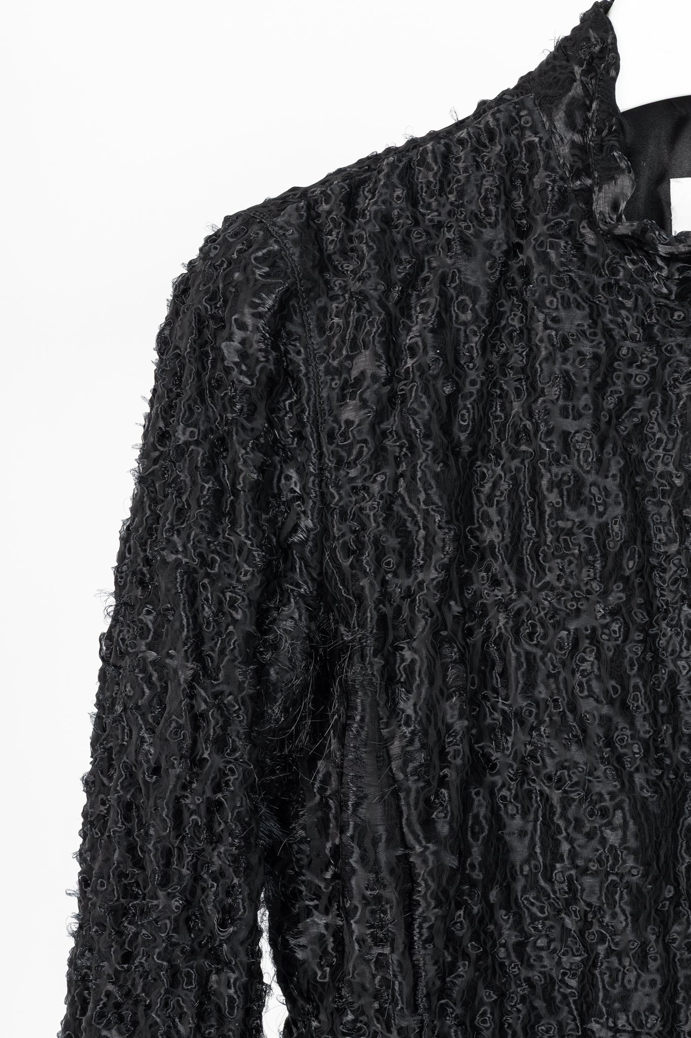 Armani Collezioni Black Puckered-Organza Belted Zip Jacket