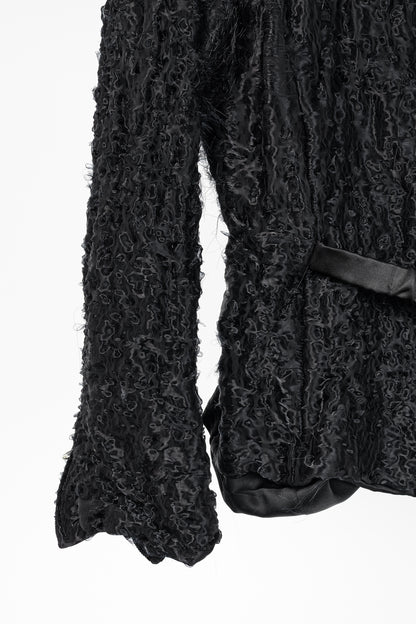 Armani Collezioni Black Puckered-Organza Belted Zip Jacket