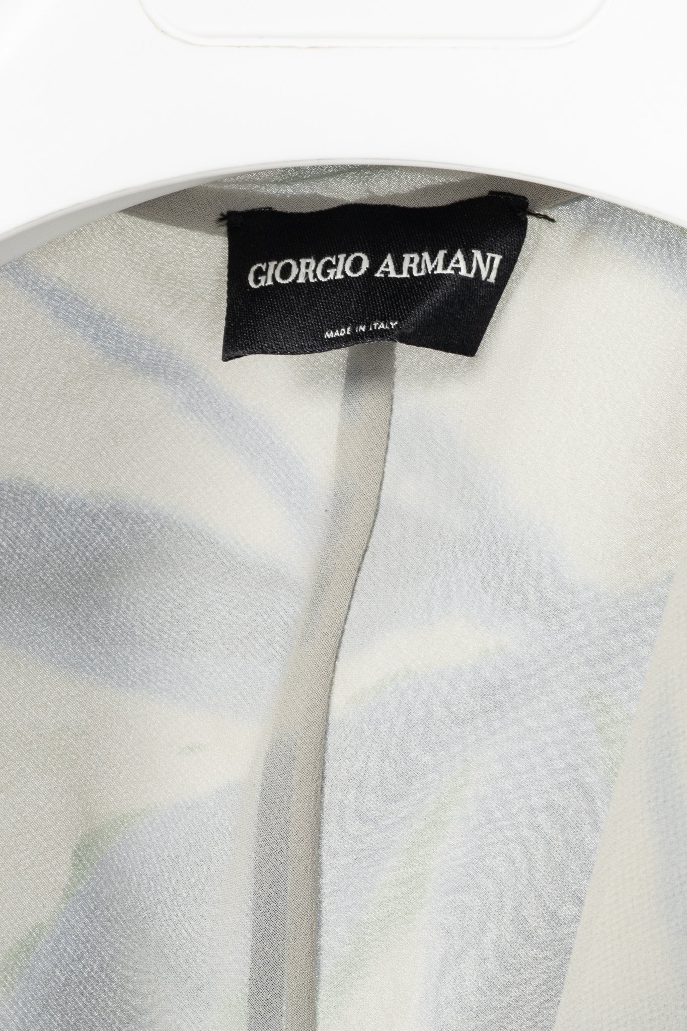 Giorgio Armani Grey & Blue Silk Floral-Print Dress