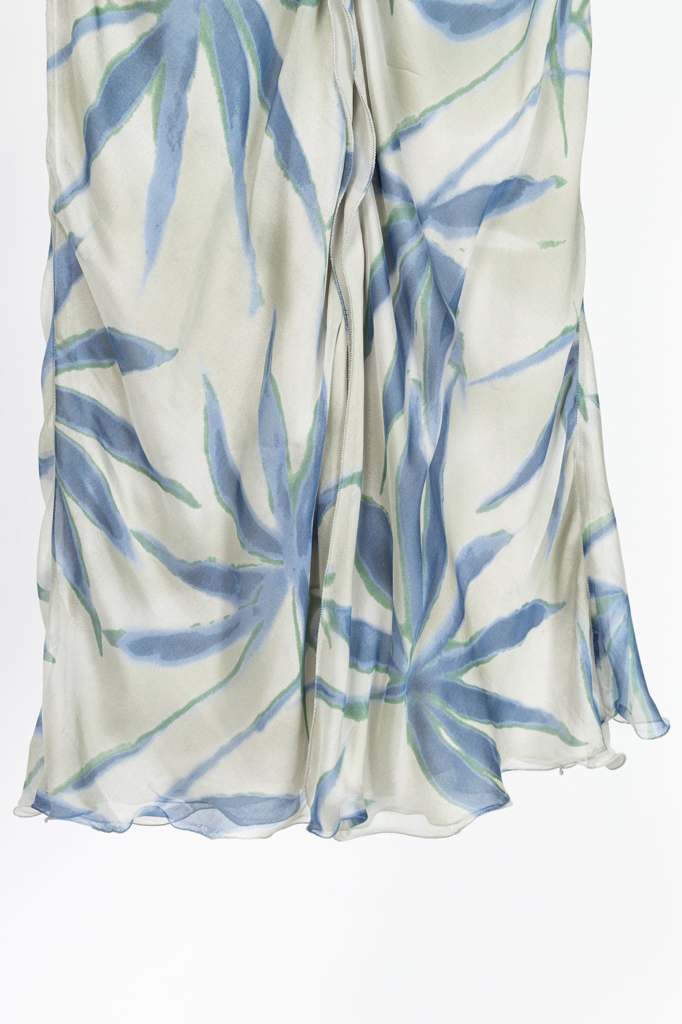 Giorgio Armani Grey & Blue Silk Floral-Print Dress