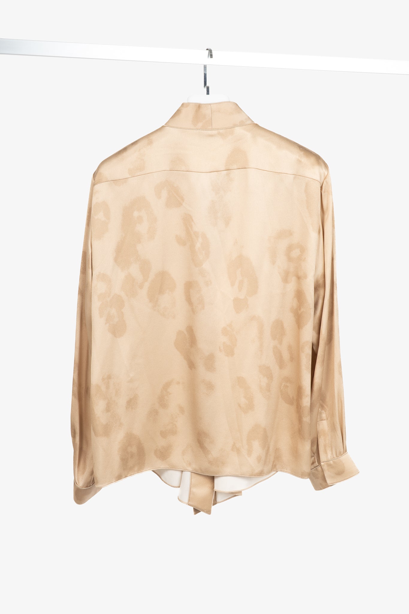 Giorgio Armani AW24 Gold Leopard Silk Long-Sleeve Shirt