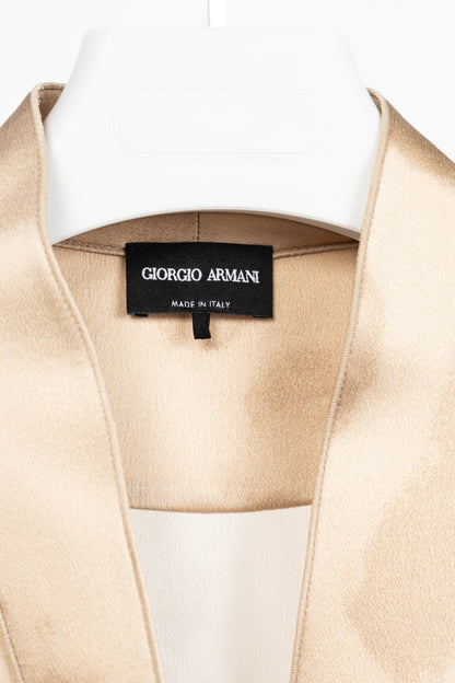 Giorgio Armani AW24 Gold Leopard Silk Long-Sleeve Shirt