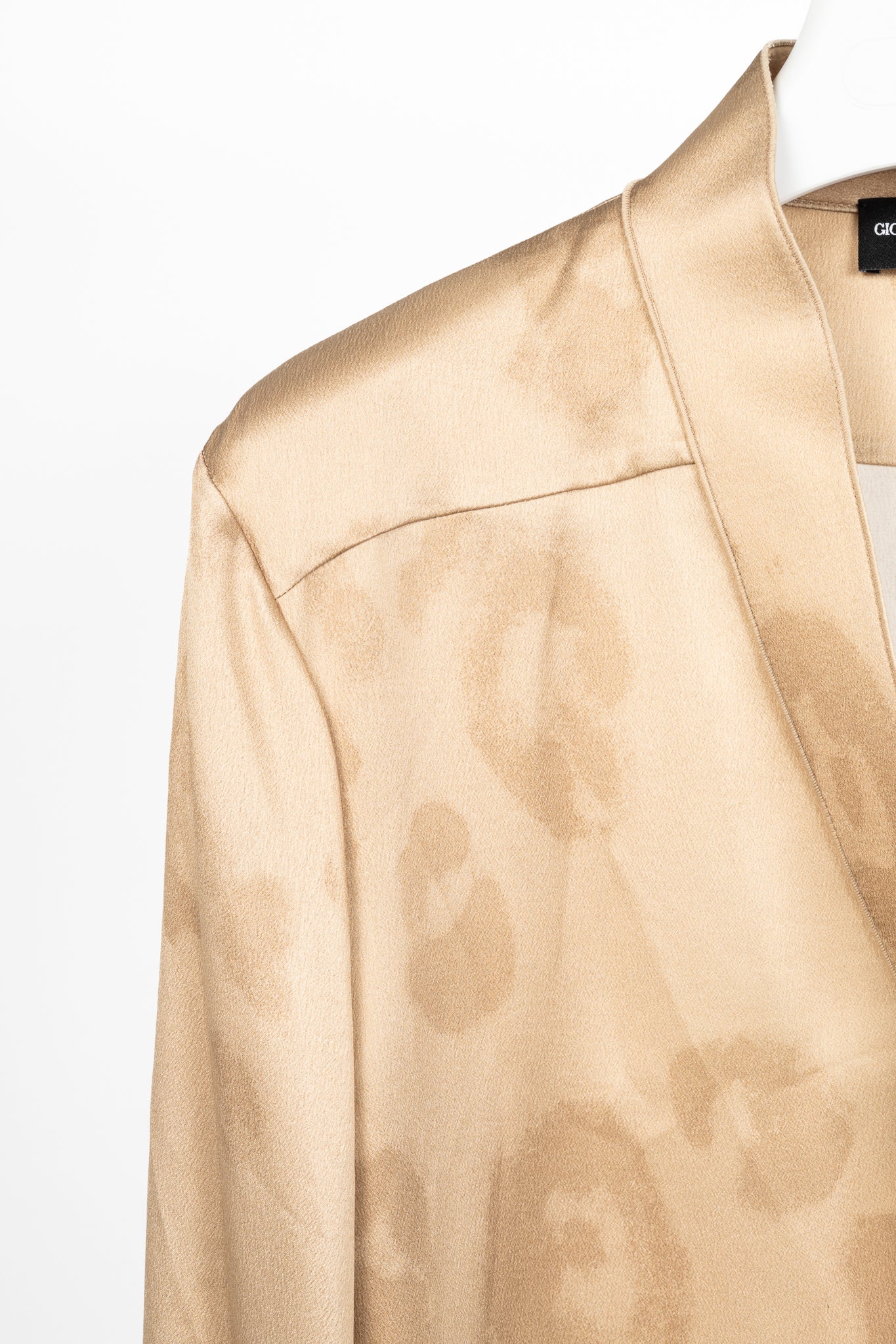 Giorgio Armani AW24 Gold Leopard Silk Long-Sleeve Shirt
