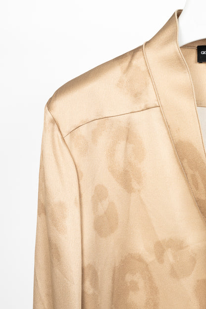 Giorgio Armani AW24 Gold Leopard Silk Long-Sleeve Shirt