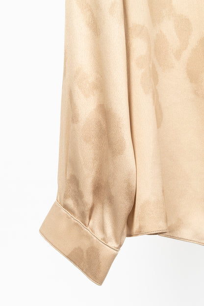 Giorgio Armani AW24 Gold Leopard Silk Long-Sleeve Shirt