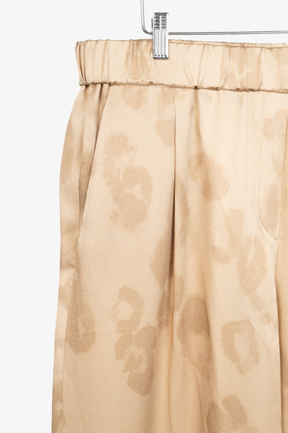 Giorgio Armani AW24 Gold Leopard Silk Pull-On Trousers